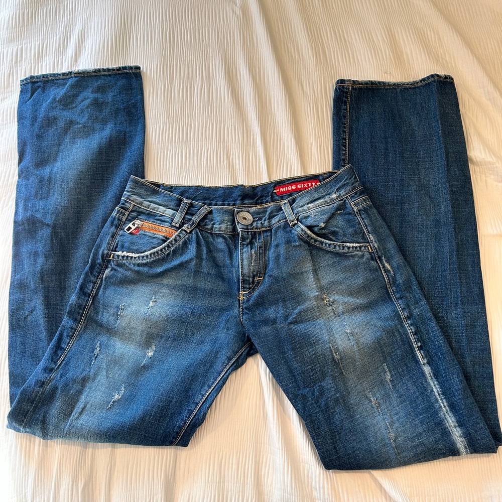 Miss Sixty Low Waist Denim Jeans Flare Dark Blue EUC - Picture 11 of 12